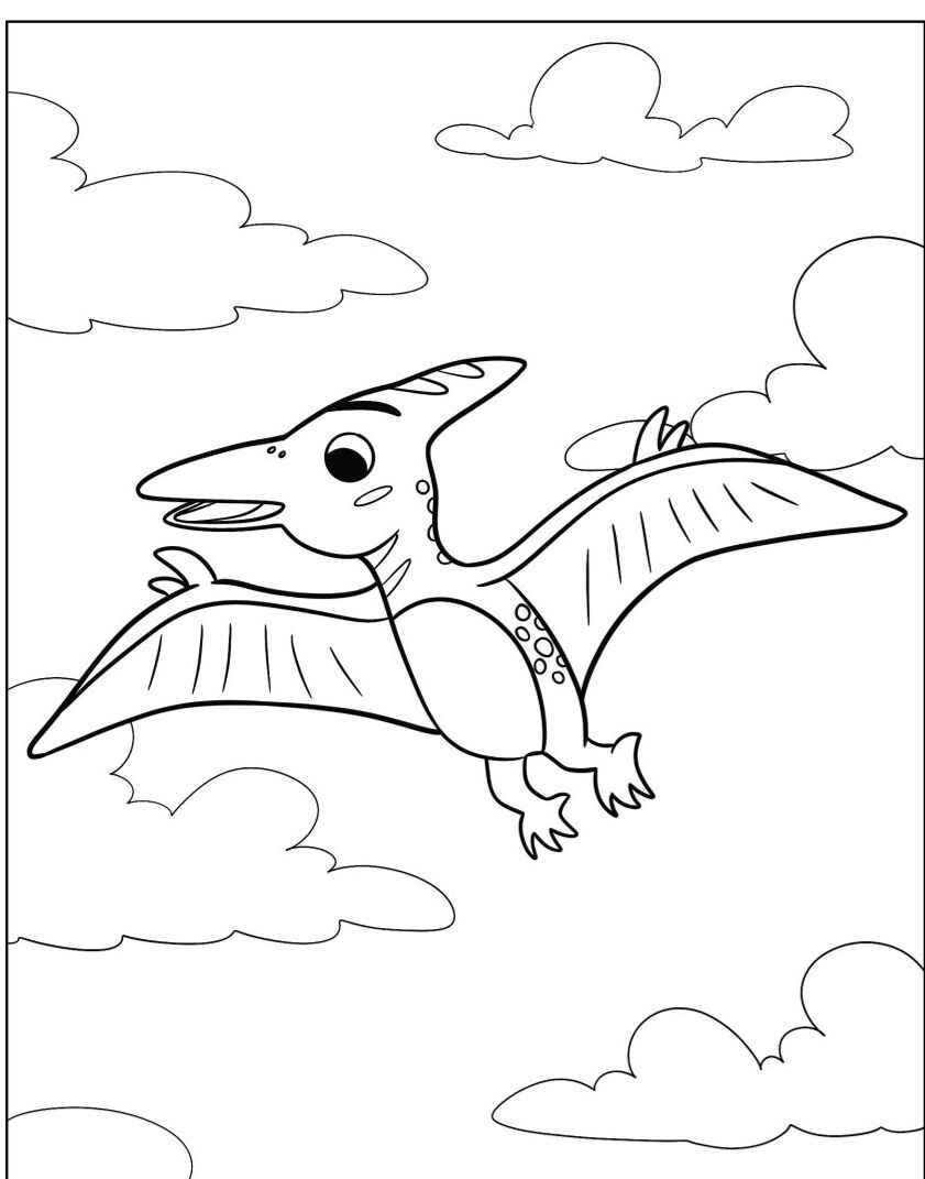 Desenho do Dinossauro Pterodáctilo voando para imprimir