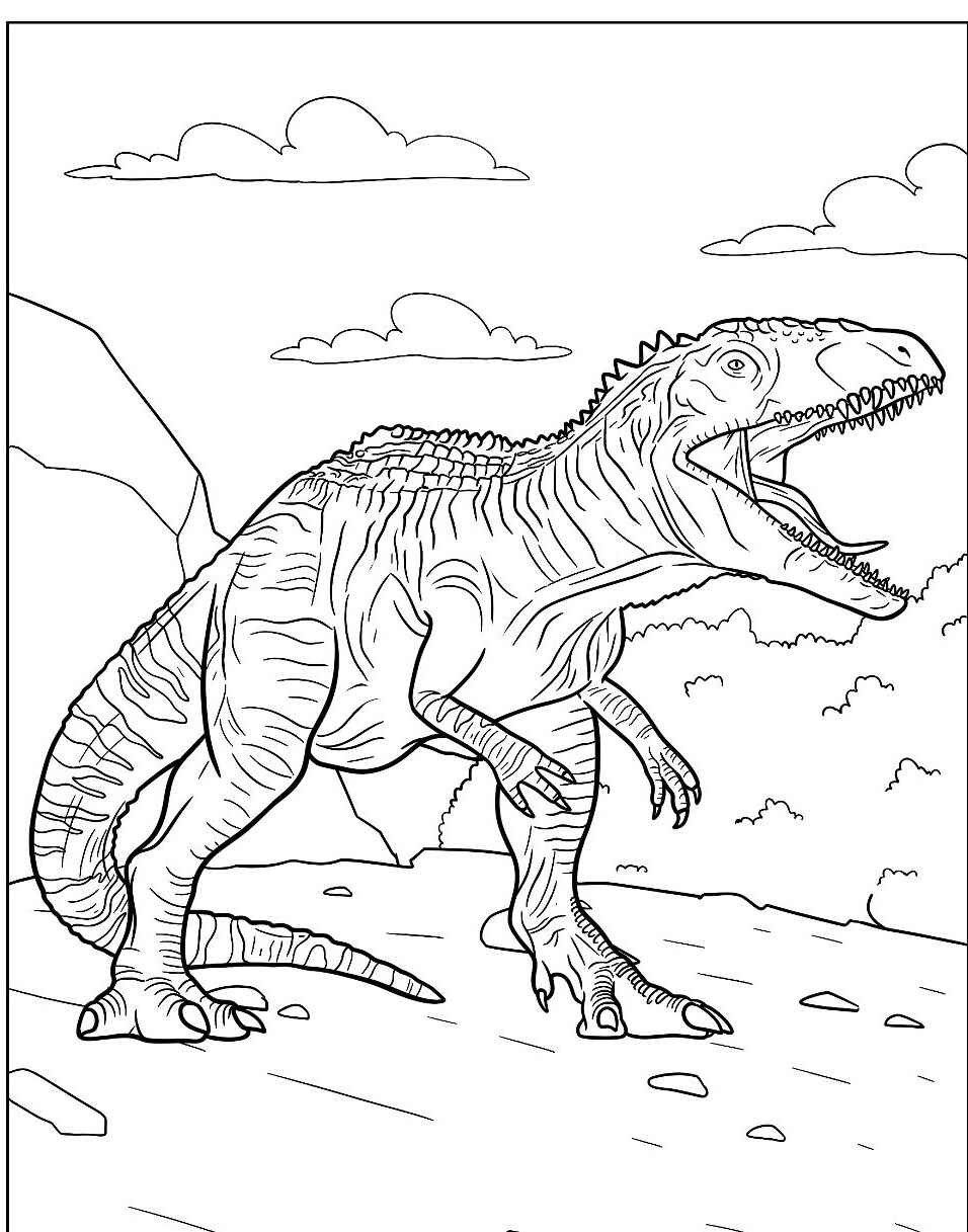 Desenho do Dinossauro T-Rex em pé para imprimir e colorir