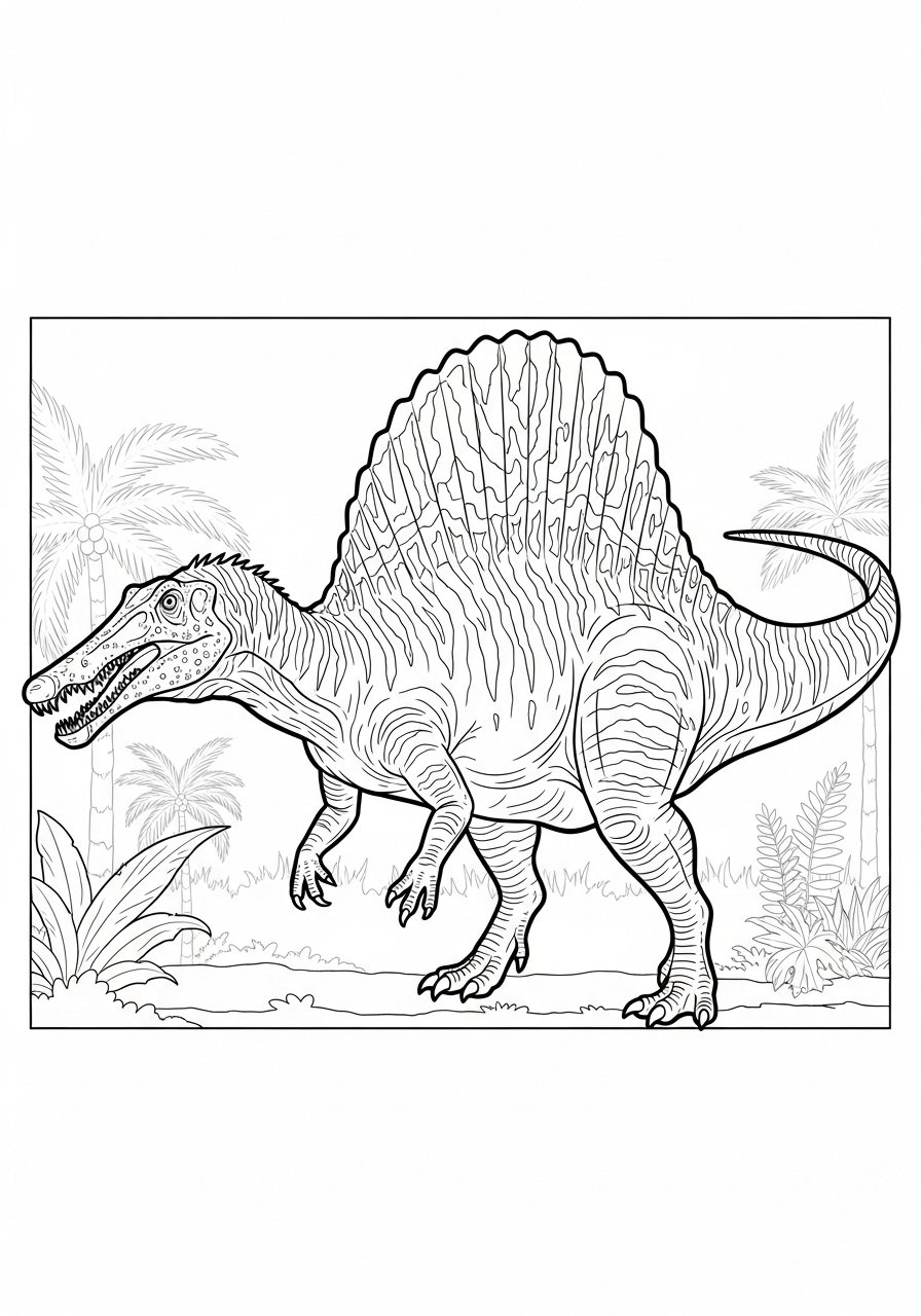 Desenho do Dinossauro Espinossauro para imprimir e colorir