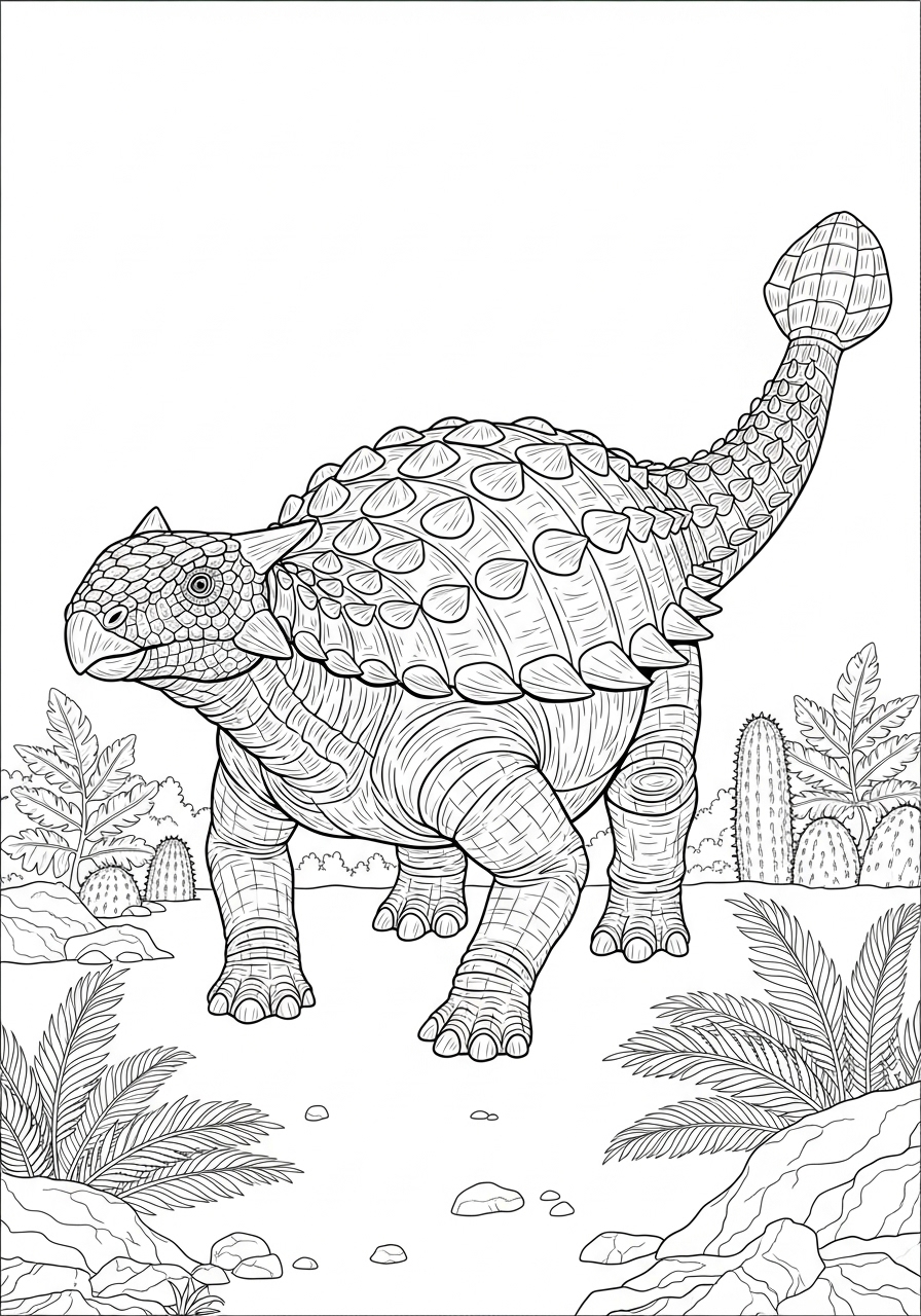 Desenho do Dinossauro Ankylossaurus para imprimir e colorir