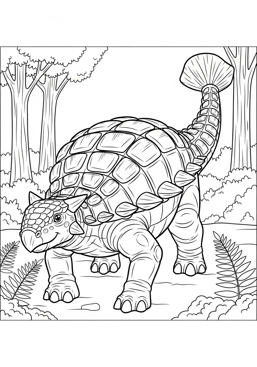 Desenho de Dinossauro Ankylosaurus para imprimir e colorir