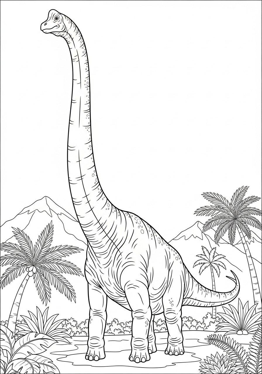Desenho do Dinossauro Brachiosaurus para imprimir e colorir