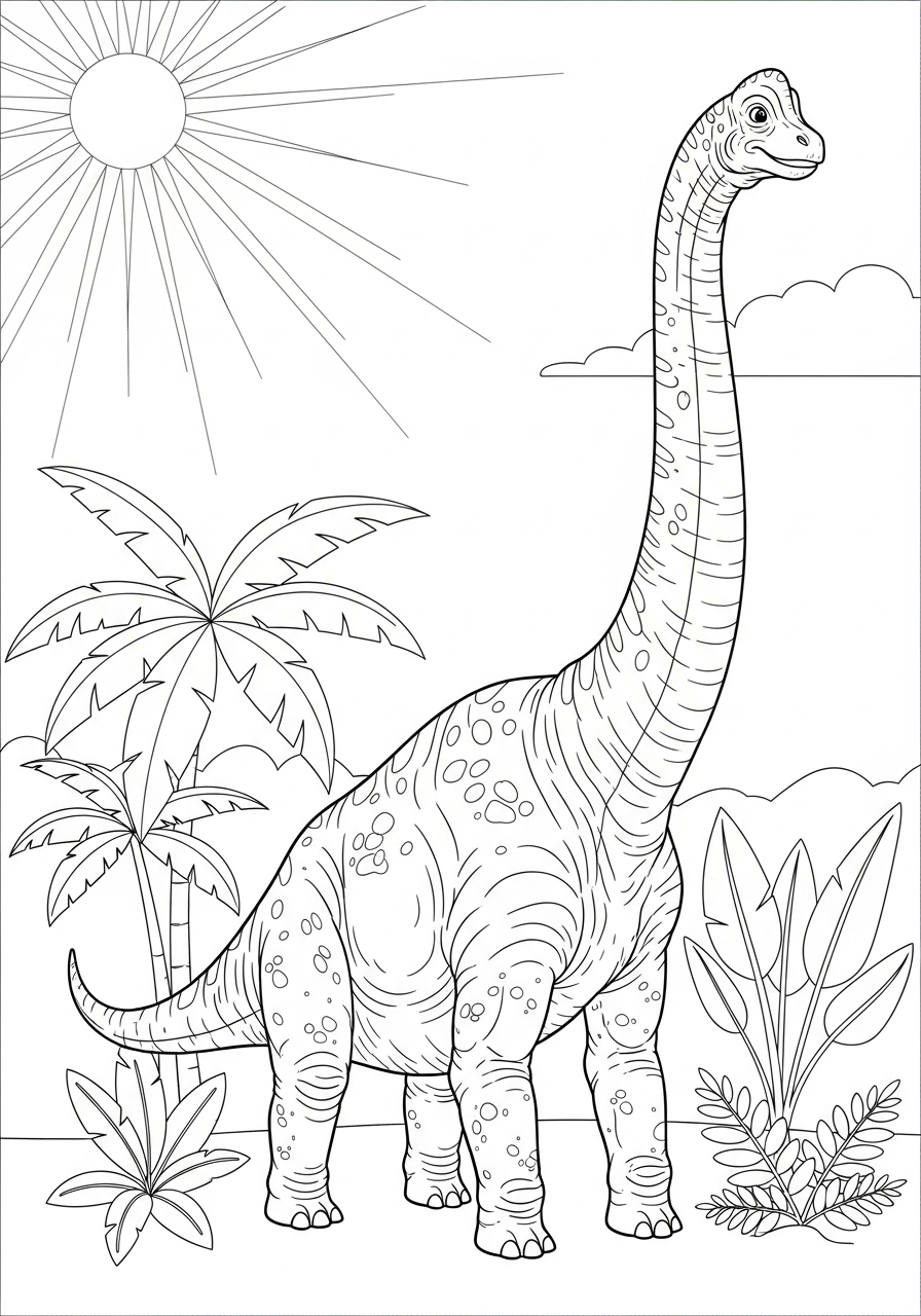 Desenho do Dinossauro Braquiossauro para imprimir e colorir