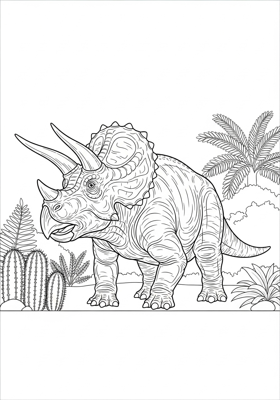 Desenho do Dinossauro Tricerátops para imprimir e colorir