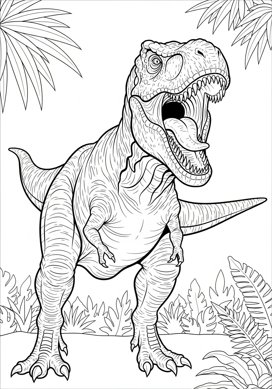 Desenho do Dinossauro T-Rex sorrindo para imprimir e colorir