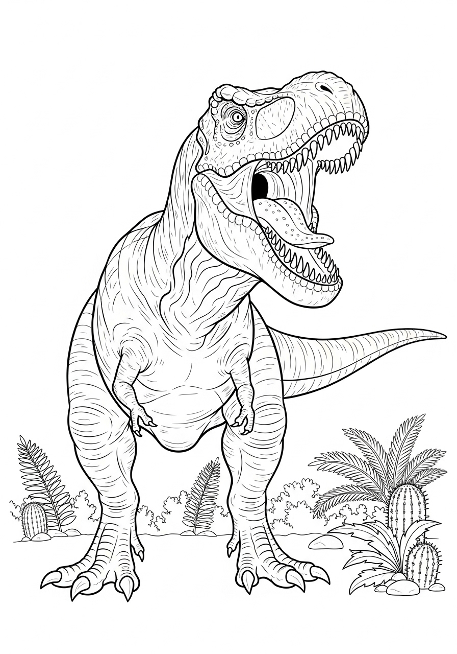Desenho do Dinossauro T-Rex para imprimir e colorir