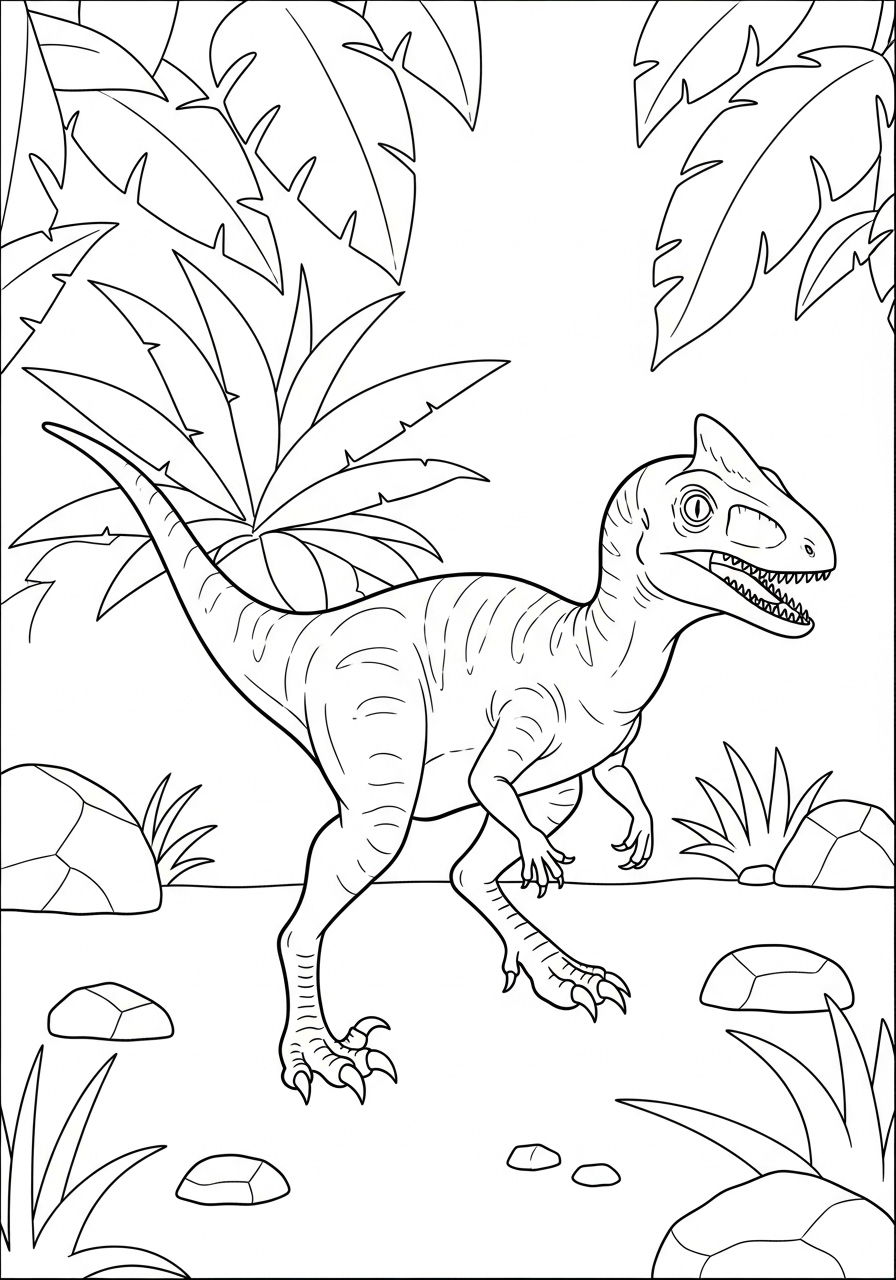 Desenho de Dinossauro Velociraptor para imprimir e colorir
