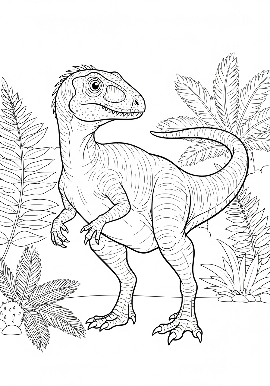 Desenho do Dinossauro Velociraptor para imprimir e colorir