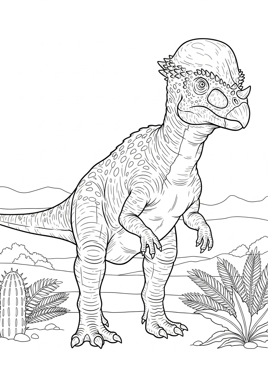 Desenho de Dinossauro com espinhos em pé para colorir