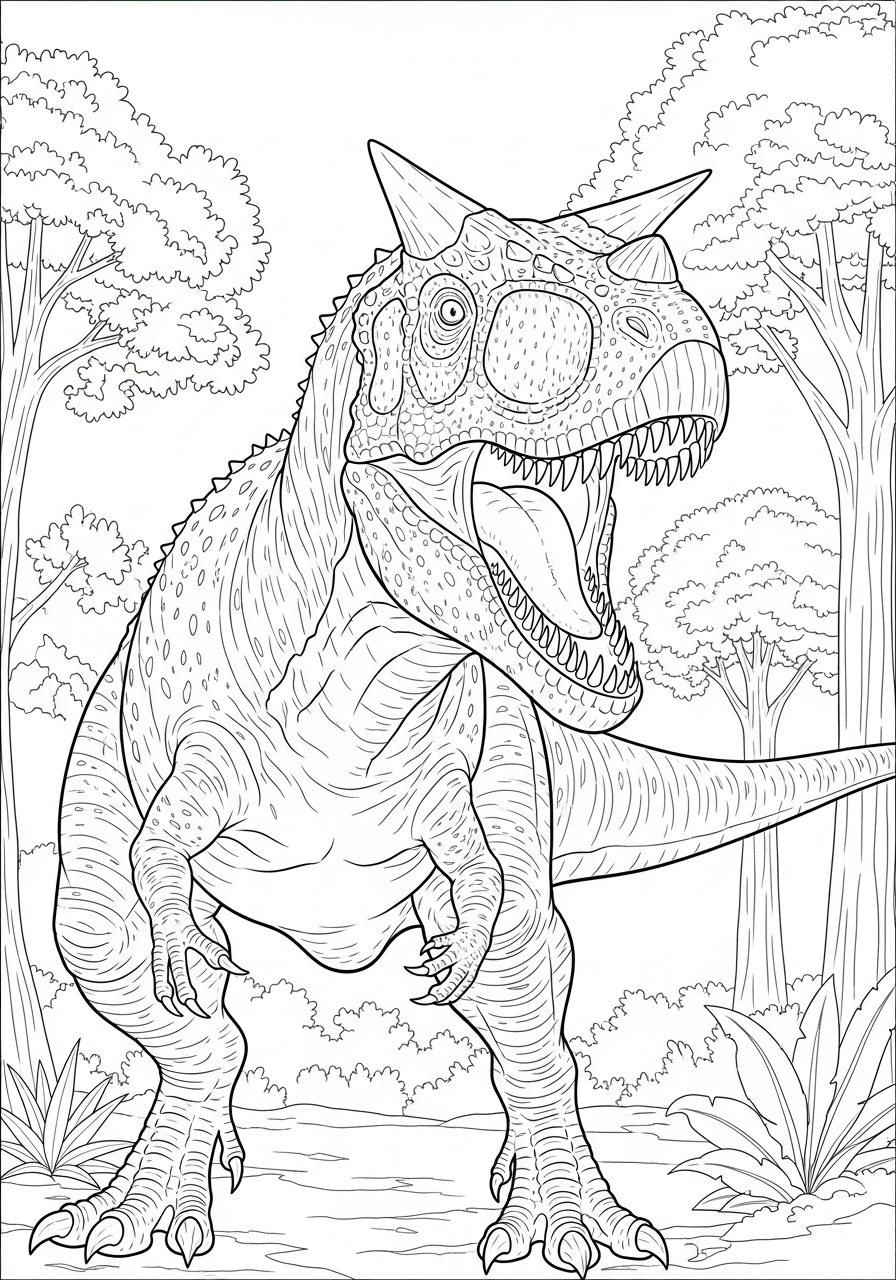 Desenho do Dinossauro T-Rex em pé para imprimir e colorir