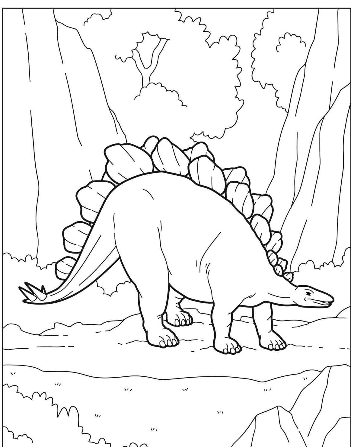 Desenho do Dinossauro Estegossauro para imprimir e colorir