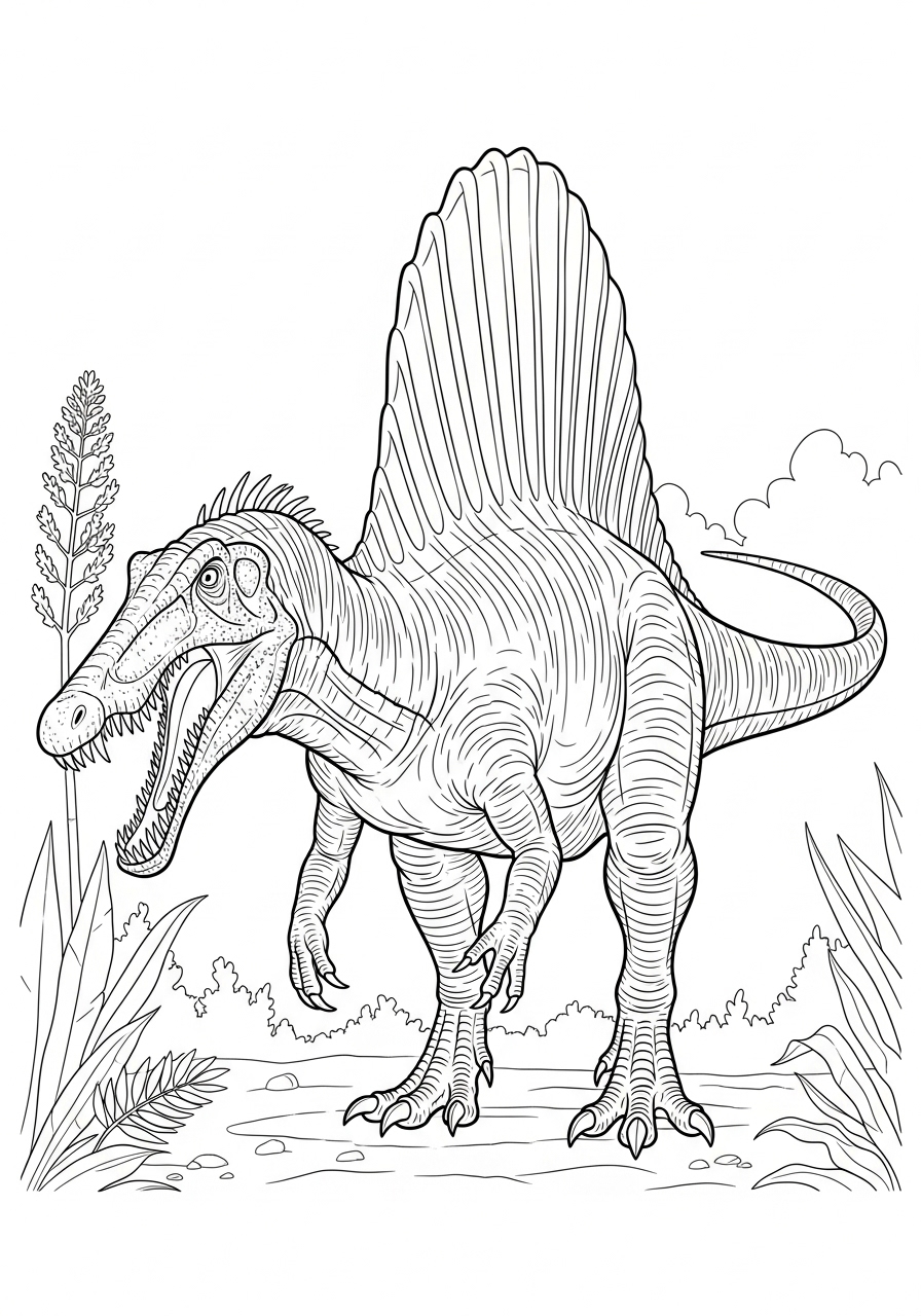Desenho do Dinossauro Spinosaurus para imprimir e colorir