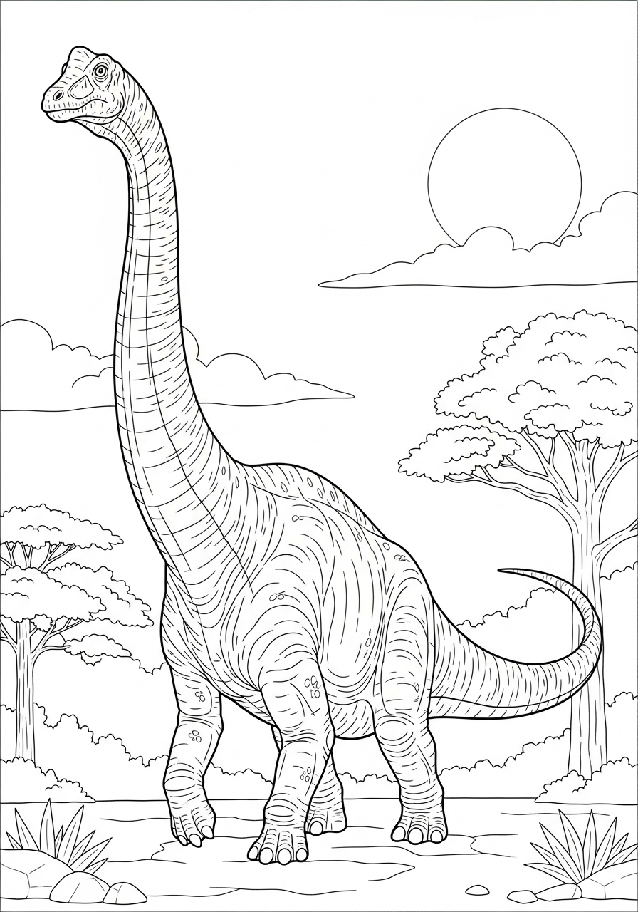Desenho de Dinossauro Braquiossauro para imprimir e colorir