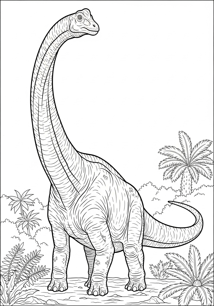 Desenho de Dinossauro Brachiosaurus para imprimir e colorir