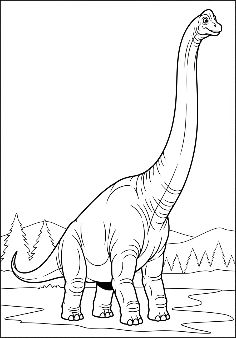 Desenho do Dinossauro Brachiosaurus para imprimir e colorir