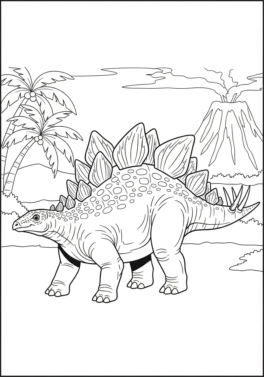 Desenho do Dinossauro Estegossauro para imprimir e colorir
