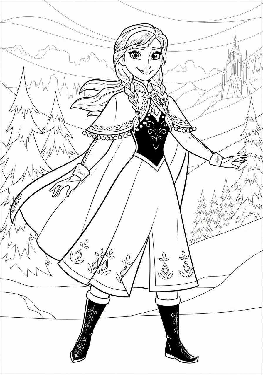 Desenho da Disney com a Elsa de Frozen para colorir