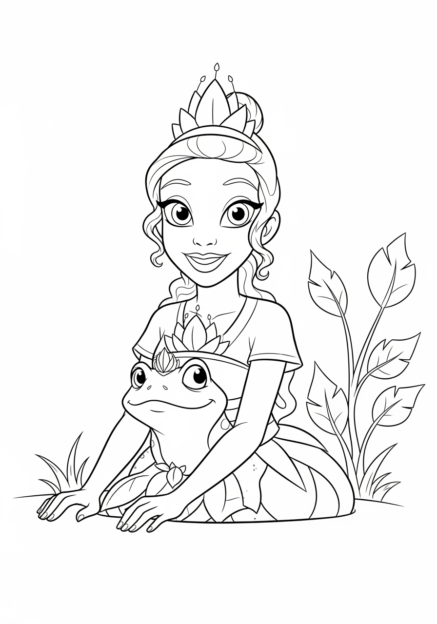 Desenho da Disney da princesa e o sapo para colorir
