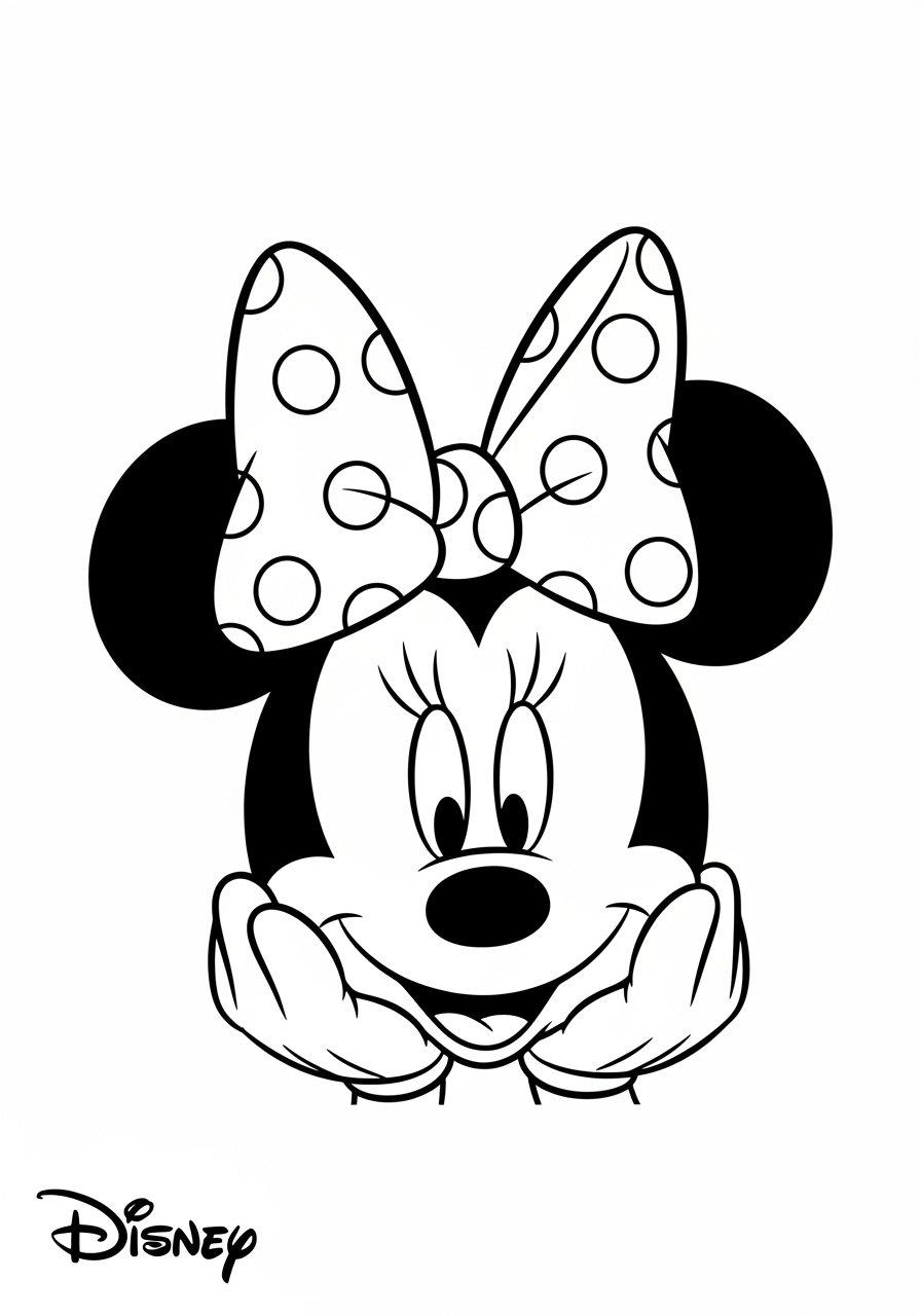 Desenho da Disney com a Minnie sorrindo para colorir