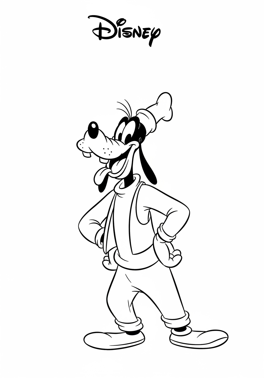 Desenho da Disney do Pateta sorrindo para colorir