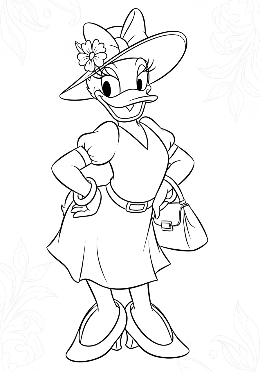 Desenho da Disney com a amiga da Minnie para colorir