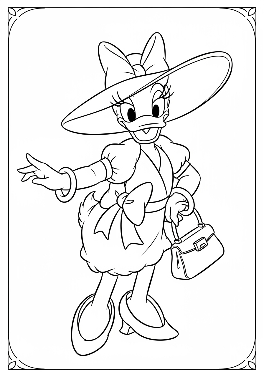 Desenho da Disney com a Margarida vestida para colorir