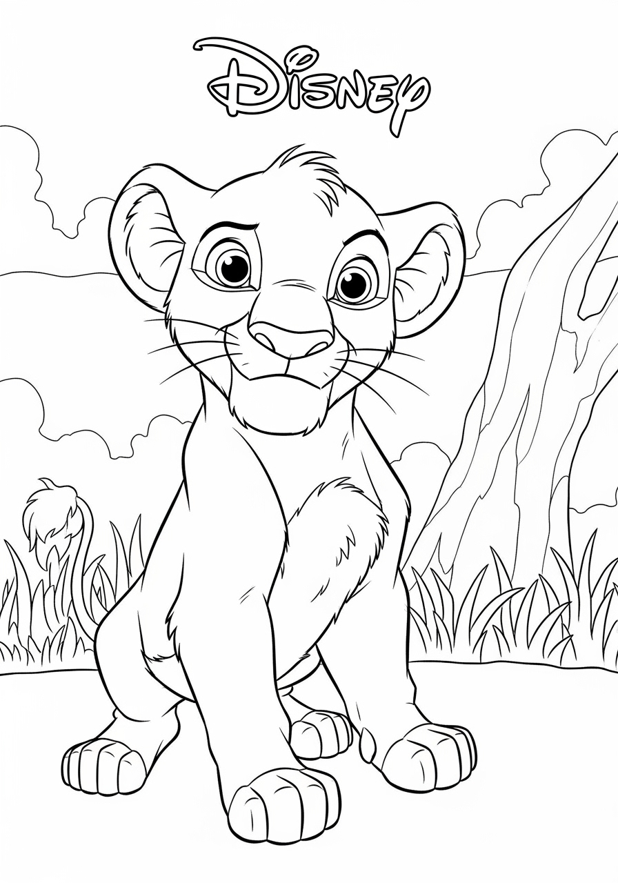 Desenho da Disney do Simba sorrindo para colorir