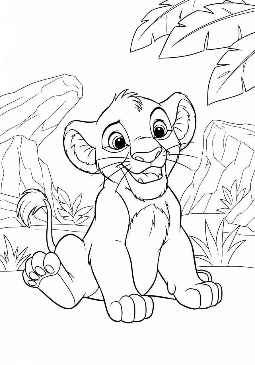 Desenho da Disney com Simba fofo para colorir