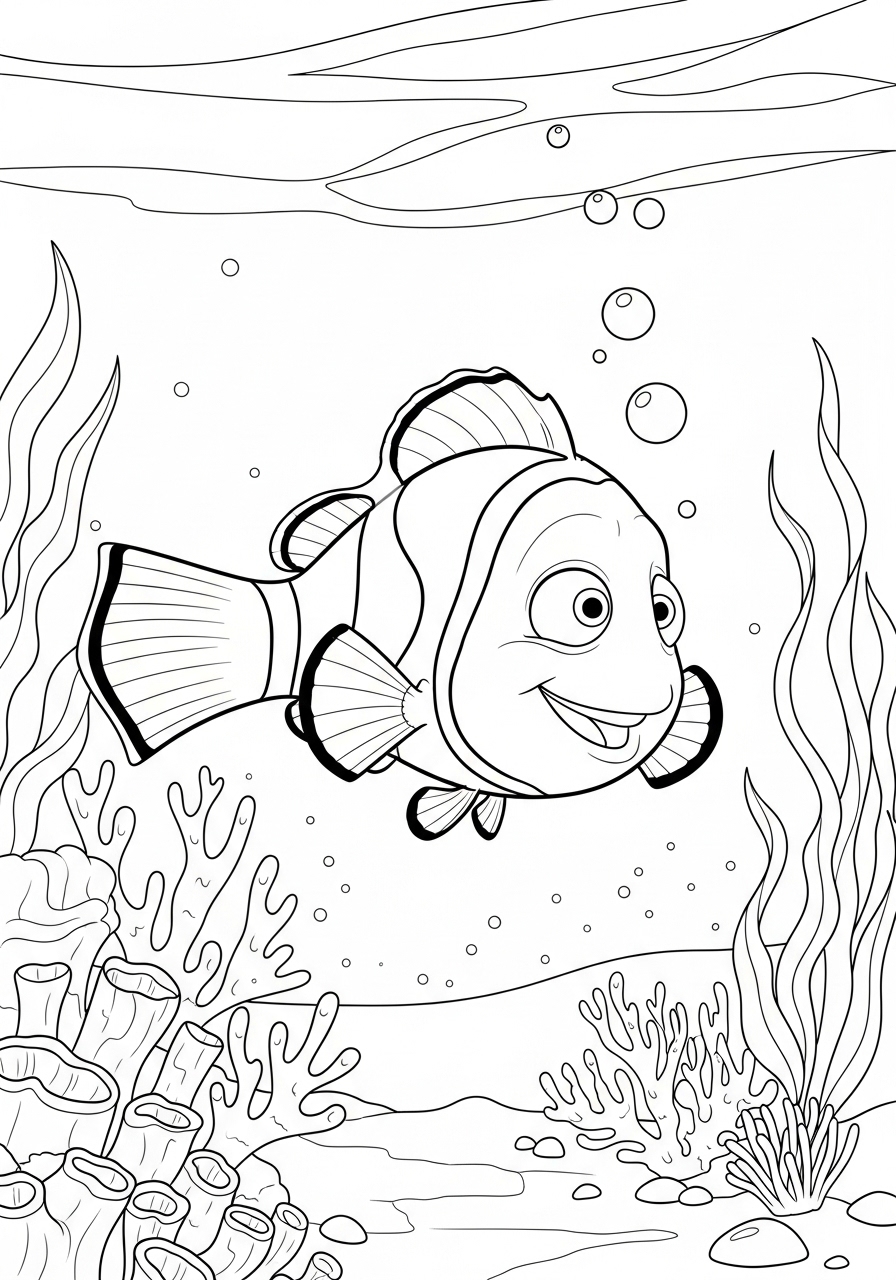Desenho da Disney do peixinho Nemo para colorir