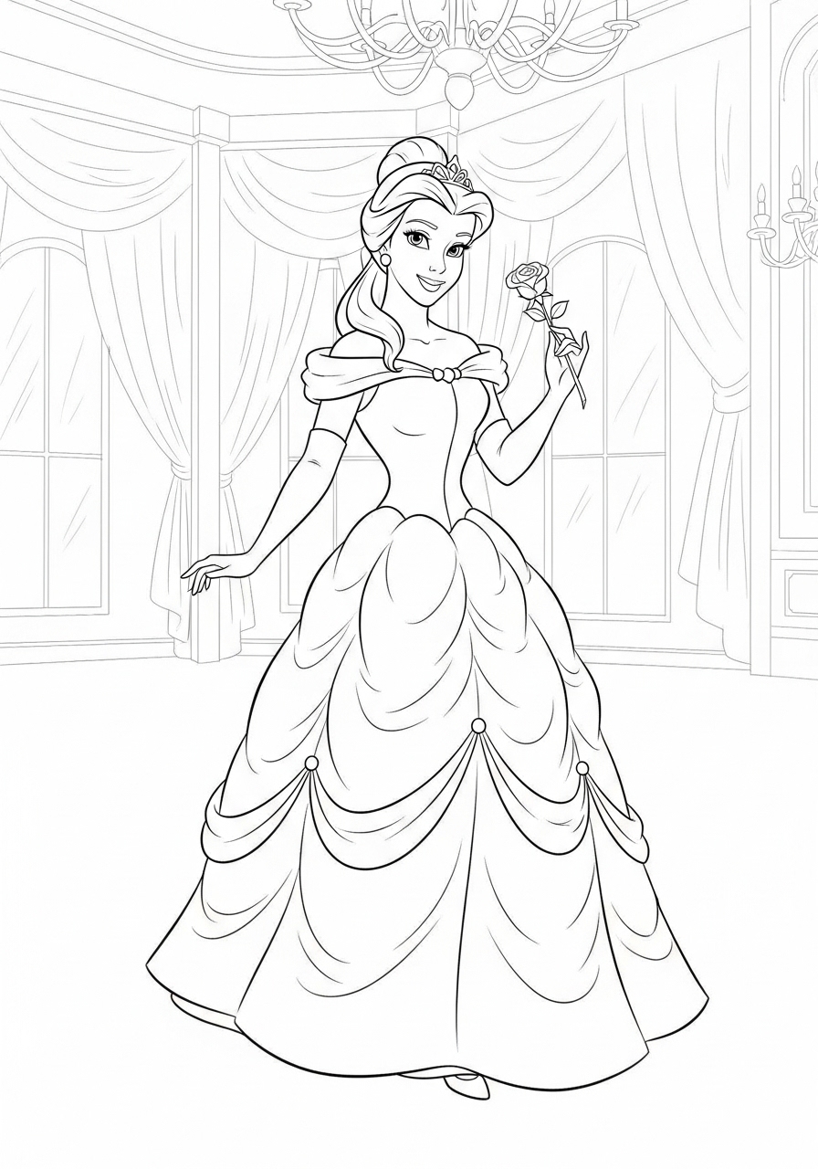Desenho da Disney da Bela para colorir