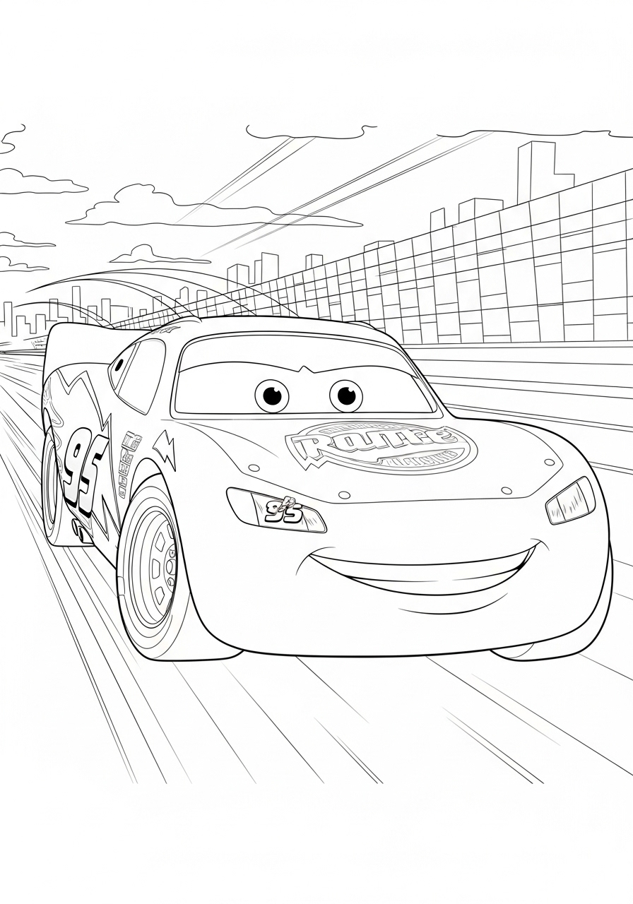Desenho da Disney do carro Relâmpago McQueen para colorir