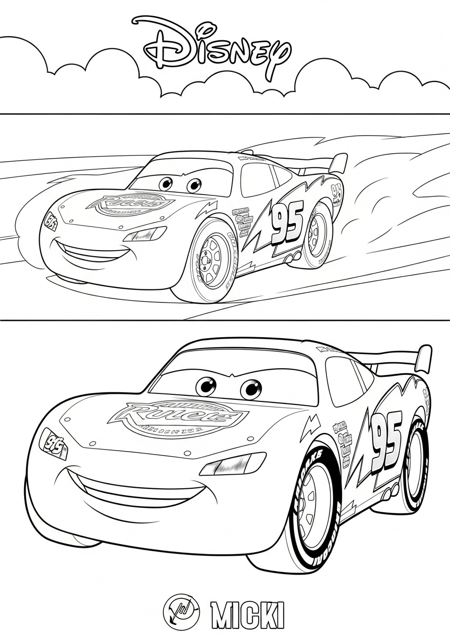 Desenho da Disney com o Relâmpago McQueen para colorir