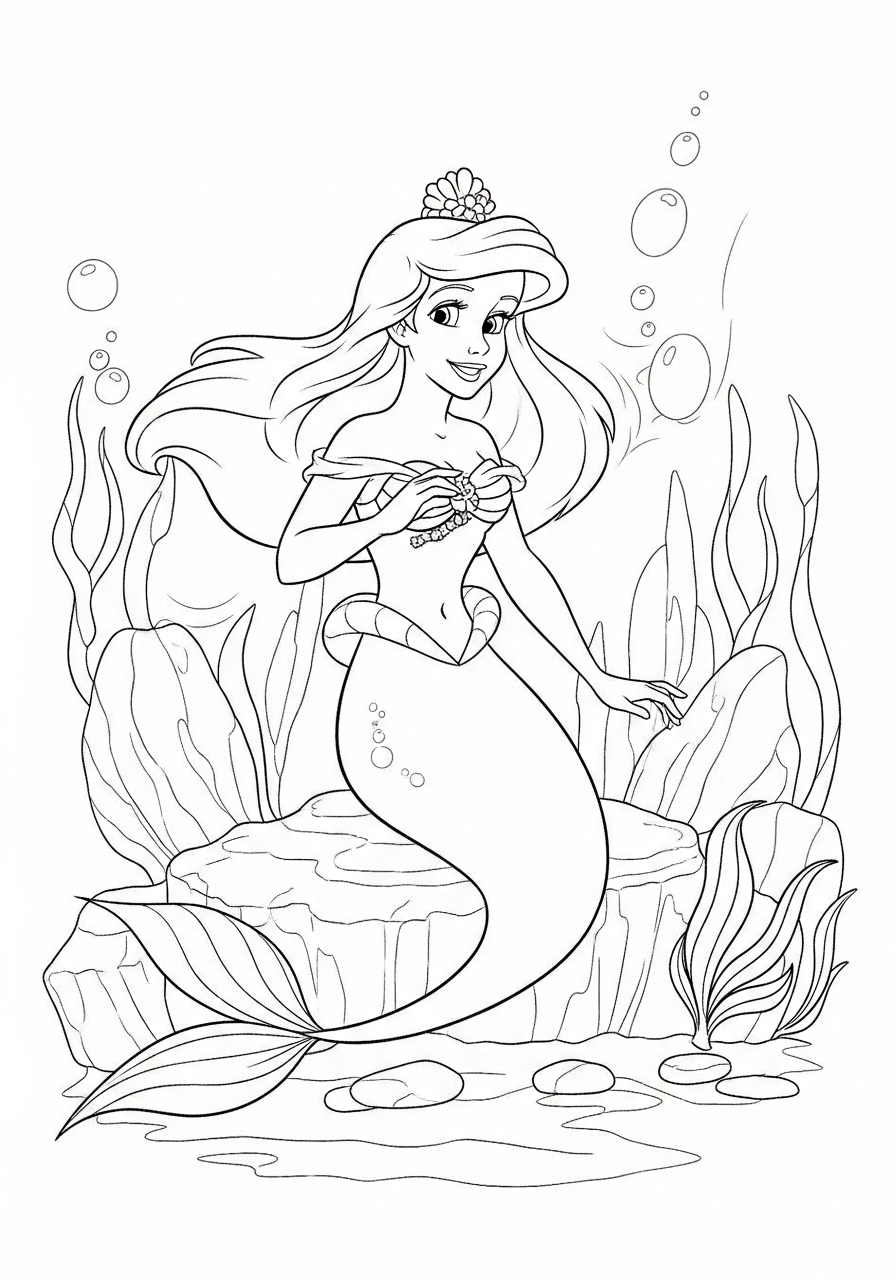 Desenho da Disney da Ariel a Sirene para colorir