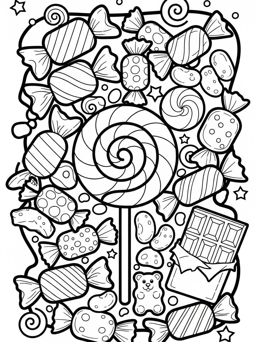 Desenho de Doces variados para colorir