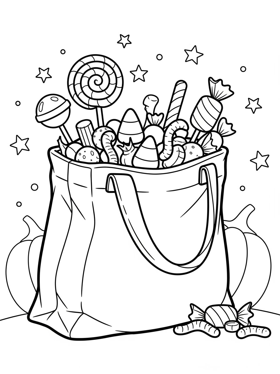 Desenho de Doces em bolsa para colorir