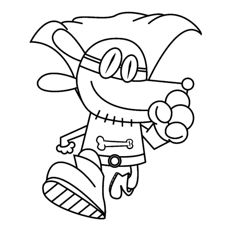 Desenho do Dog Man com grandes olhos para colorir