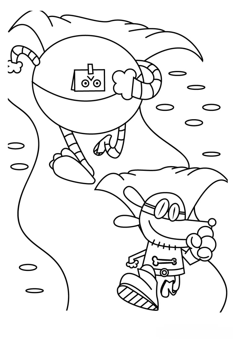 Desenho do Dog Man e seu amigo para colorir