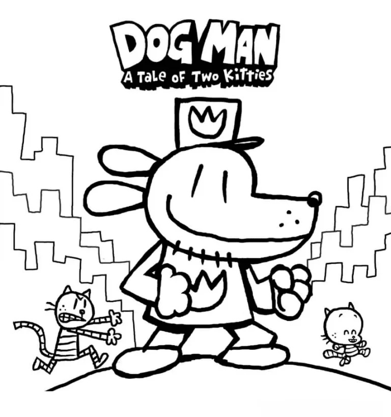 Desenho do Dog Man Aventura com Gatinhos para colorir