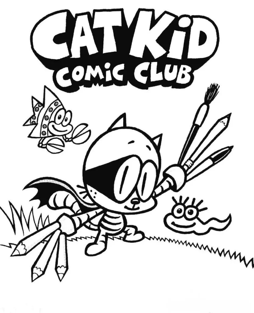 Desenho do Cat Kid com lápis para colorir