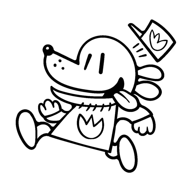 Desenho do Dog Man Divertido com chapéu para colorir