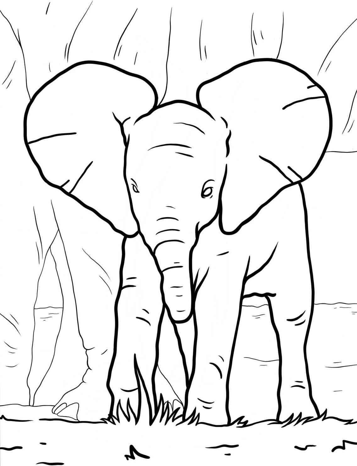 Desenho de Elefante bebê adorável para colorir