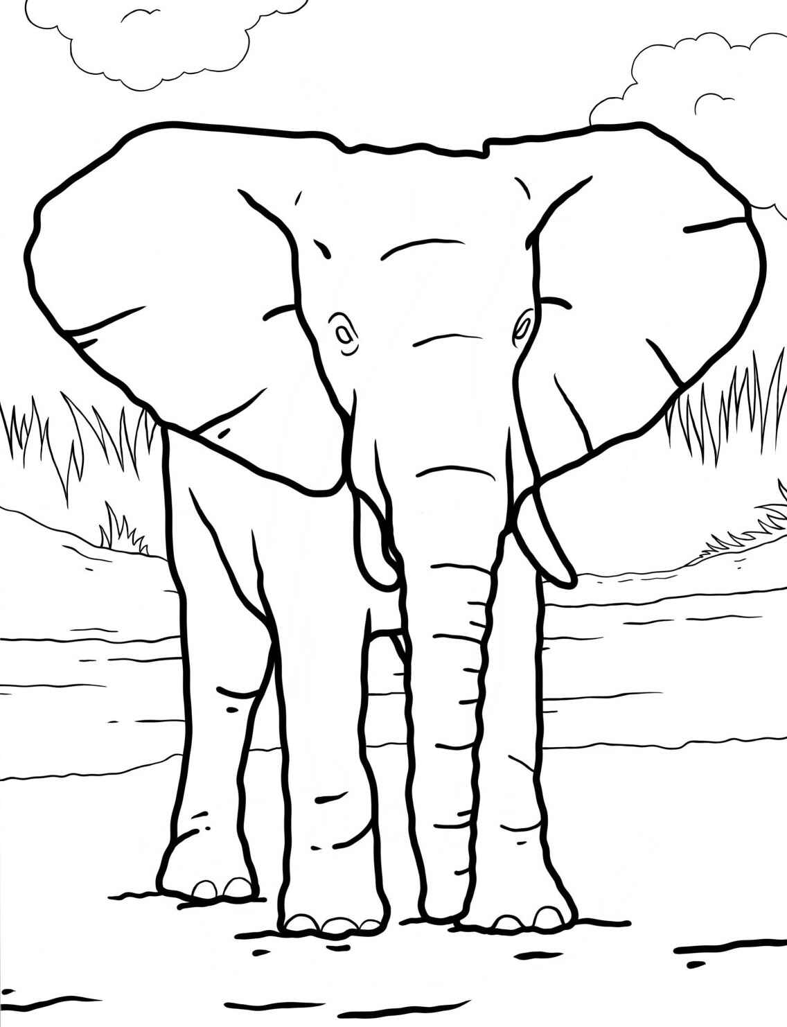 Desenho de Elefante grande em um habitat natural
