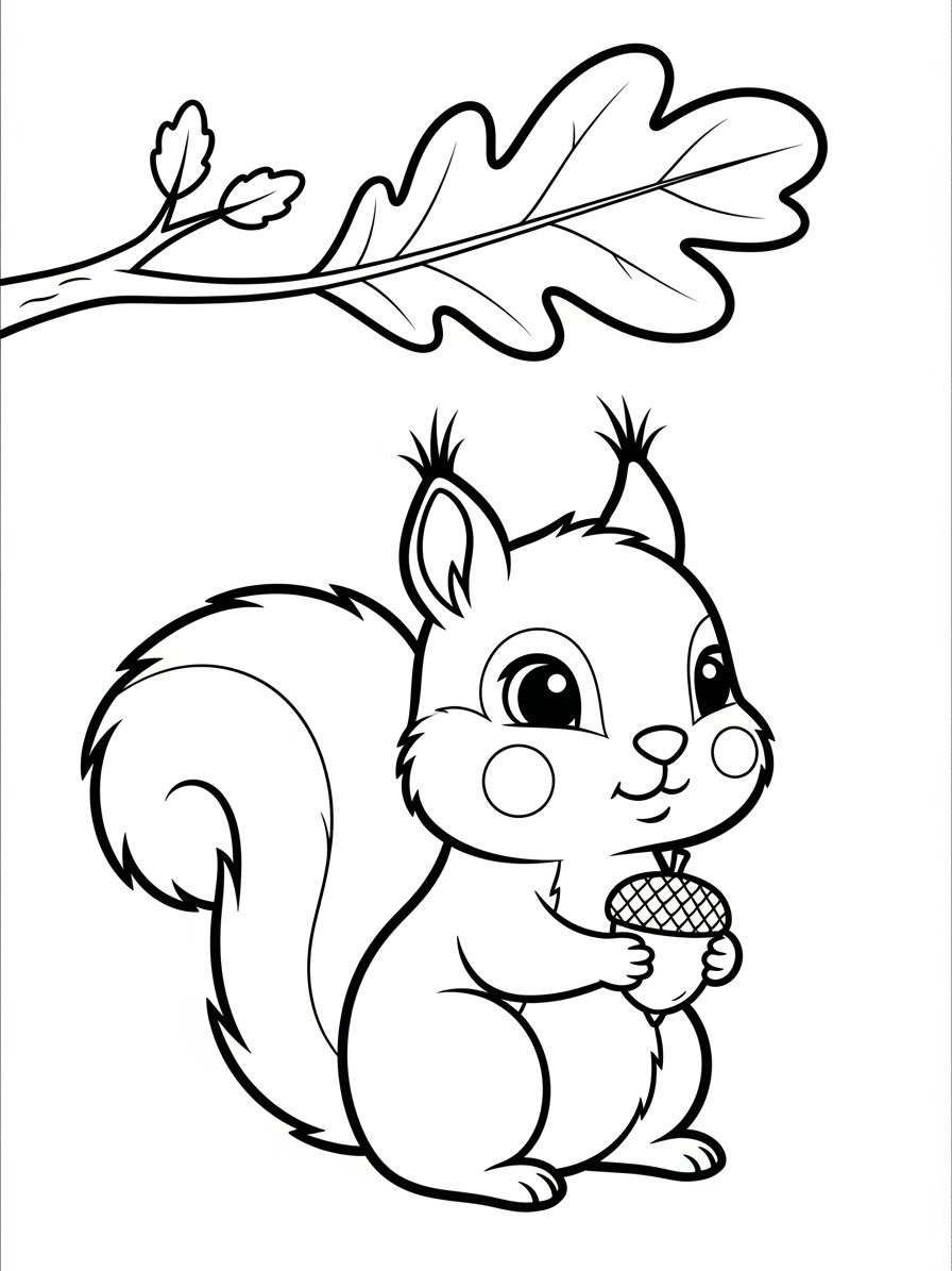 Desenho de Esquilo segurando um dado para colorir