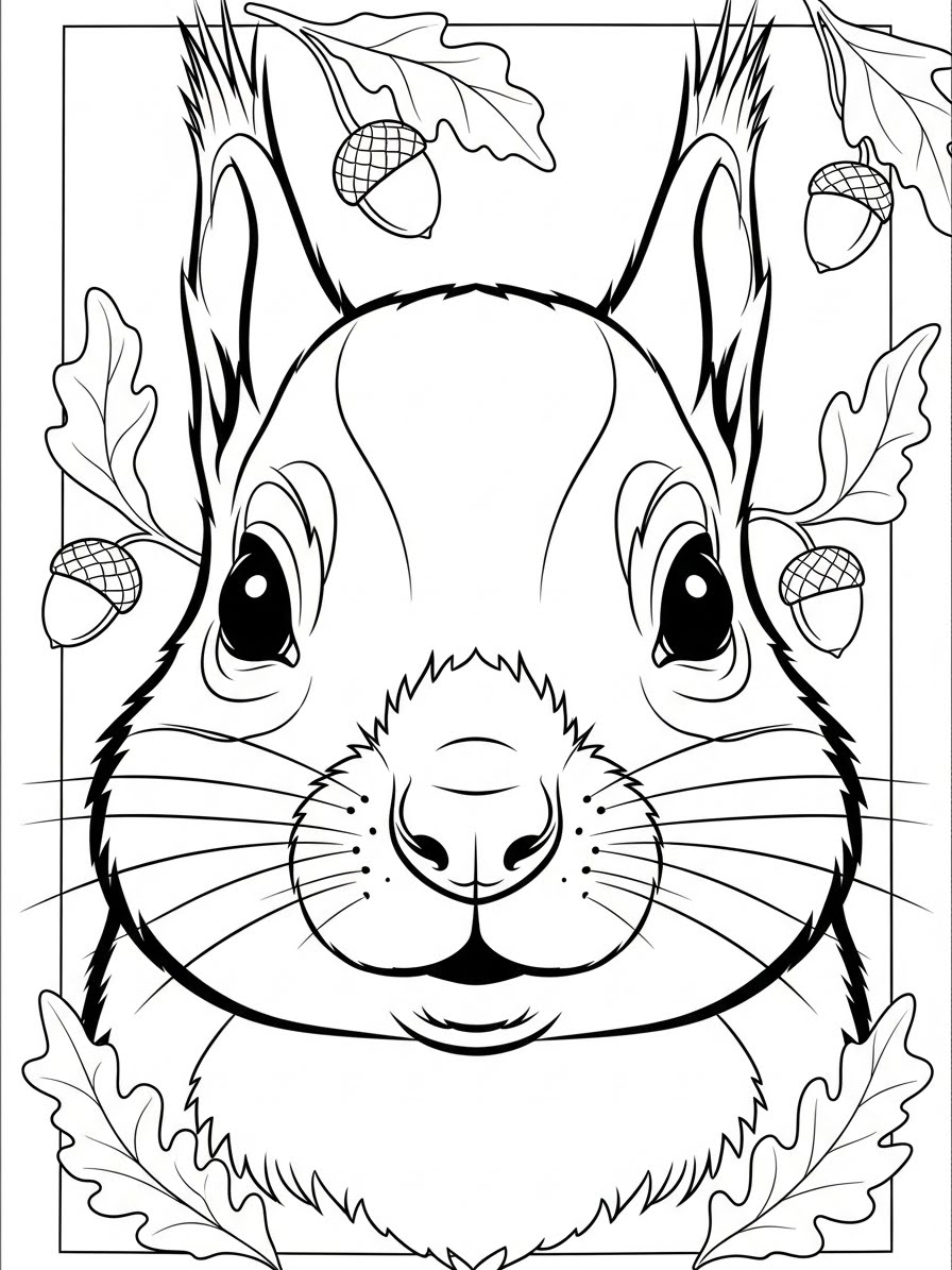 Desenho de Esquilo fofo com a cara sorridente para colorir