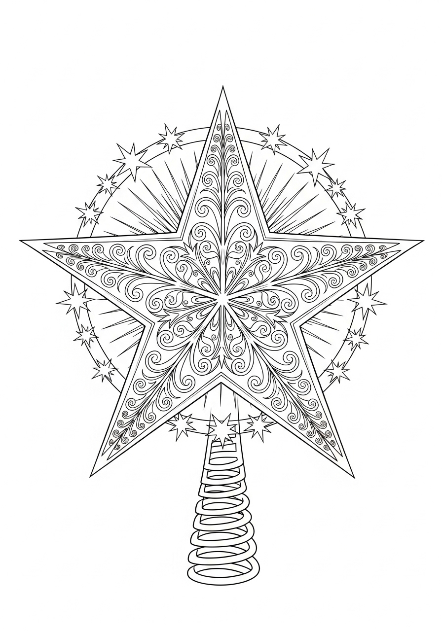 Desenho de Estrela decorativa com detalhes para colorir