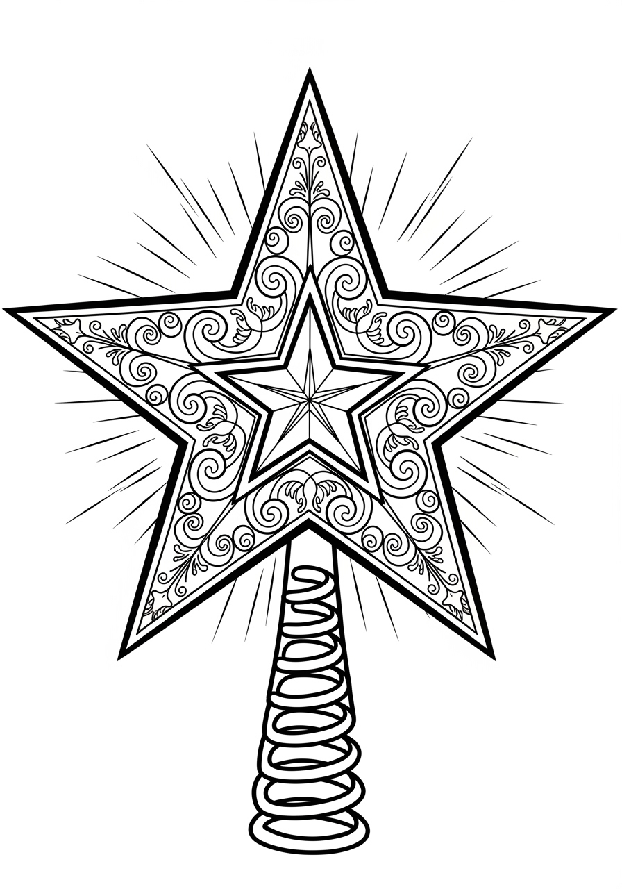 Desenho de Estrela decorada com detalhes para colorir