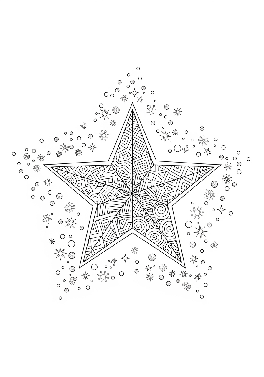Desenho de Estrela geométrica com padrões para colorir