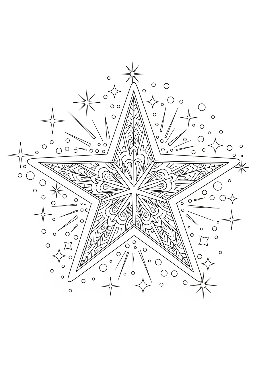 Desenho de estrela decorada com padrão para colorir