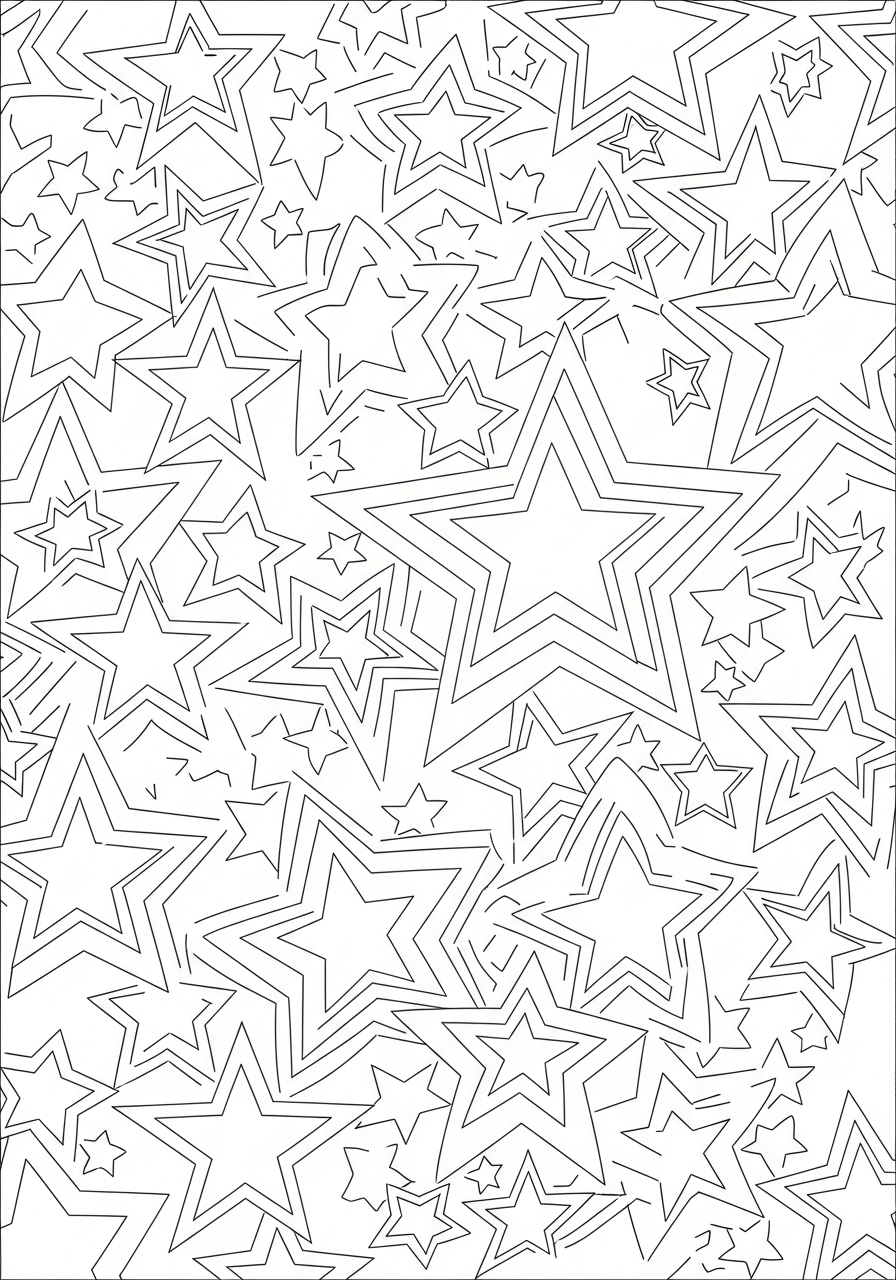 Desenho de Estrelas variadas e estilizadas para colorir