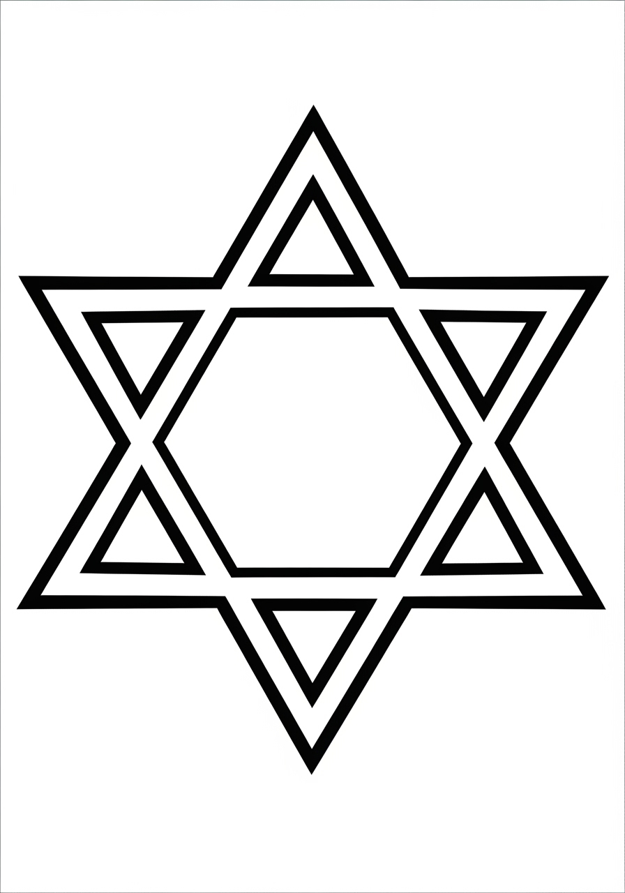 Desenho de estrela de seis pontas com contornos para colorir